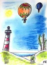 Ballonflug über dem Leuchtturm