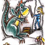 Literatur | Der Kleine Ritter von Michael Klüter | Buch 1 | Zeichnungen von Marion Klüter | Beim Großen Drachen | Bild 10