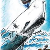 Literatur | Der Kleine Ritter von Michael Klüter | Buch 2 | Zeichnungen von Marion Klüter | Begegnung mit Moby Dick | Bild 26