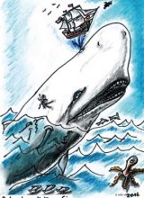 Literatur | Der Kleine Ritter von Michael Klüter | Buch 2 | Zeichnungen von Marion Klüter | Begegnung mit Moby Dick | Bild 26