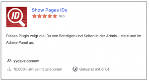 WordPress | Plugin Show Pages ID