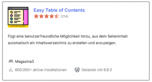Wordpress | Plugin Easy Table of Contents