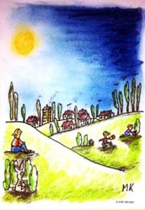 Blick auf die Stadt Zeichnung | Alles in Pastell | Blick auf die Stadt | Bild 13