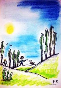 Der Hundespaziergang Zeichnung | Alles in Pastell | Der Hundespaziergang | Bild 11