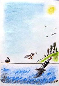 Eine Flaschenpost für Arnold Zeichnung | Alles in Pastell | Eine Flaschenpost für Arnold | Bild 6