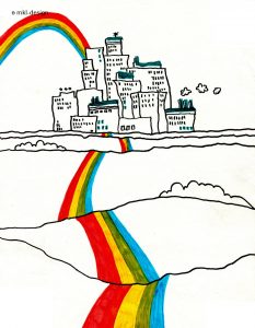 Regenbogen über der Stadt Zeichnungen | Regenbogen über der Stadt | Bild 1