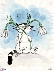 Kater Jakob mit Schneeglöckchen Zeichnung | Kater Jakob mit Schneeglöckchen | Bild 20