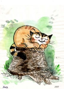 Kater Jakob auf dem Korb Zeichnung | Kater Jakob auf dem Korb | Bild 25