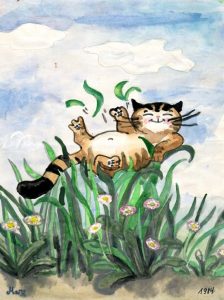 Kater Jakob auf der Wiese Zeichnung | Kater Jakob auf der Wiese | Bild 2