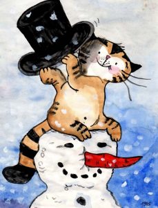 Kater Jakob mit Schneemann Zeichnung | Kater Jakob mit Schneemann | Bild 19