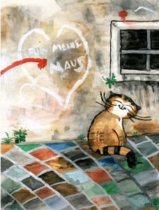 Kater Jakob und das Herz an der Wand Zeichnung | Kater Jakob und das Herz an der Wand | Bild 1