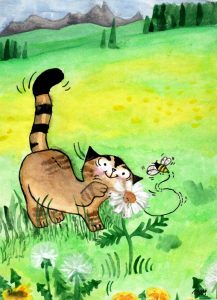 Kater Jakob und die Biene Zeichnung | Kater Jakob und die Biene | Bild 3